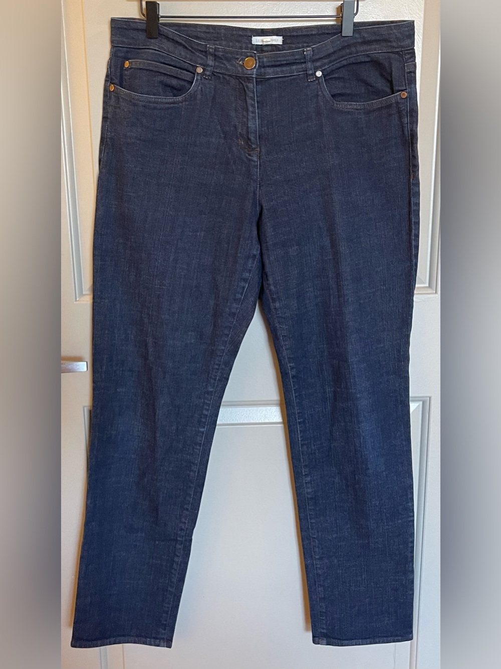 Eileen Fisher Cotton Stretch Denim Straight Jean Large